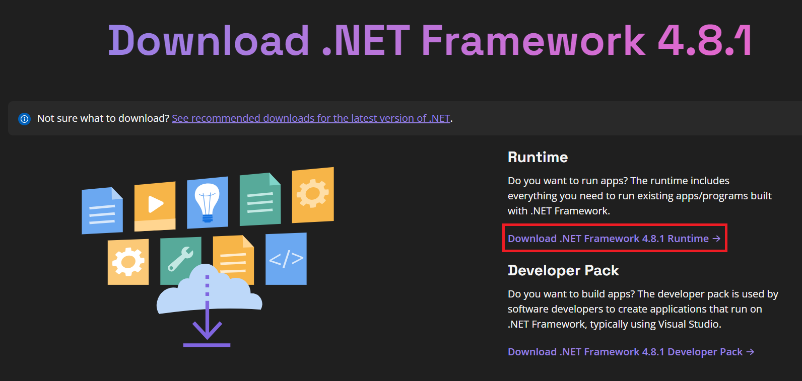 Варианты установки Microsoft Net Framework