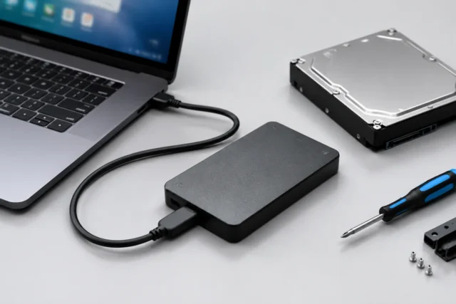 SSD накопители и комплектующие компьютера на светло-сером фоне без людей и текста