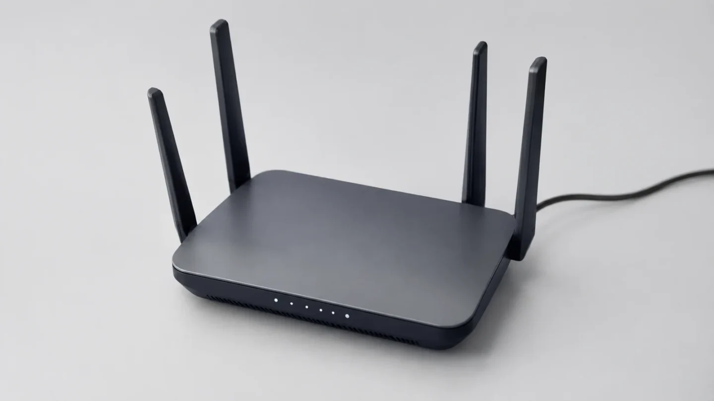Домашний Wi-Fi роутер на светло-сером фоне