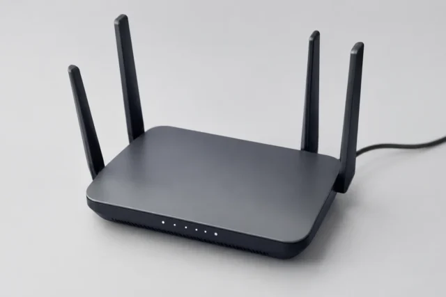 Домашний Wi-Fi роутер на светло-сером фоне