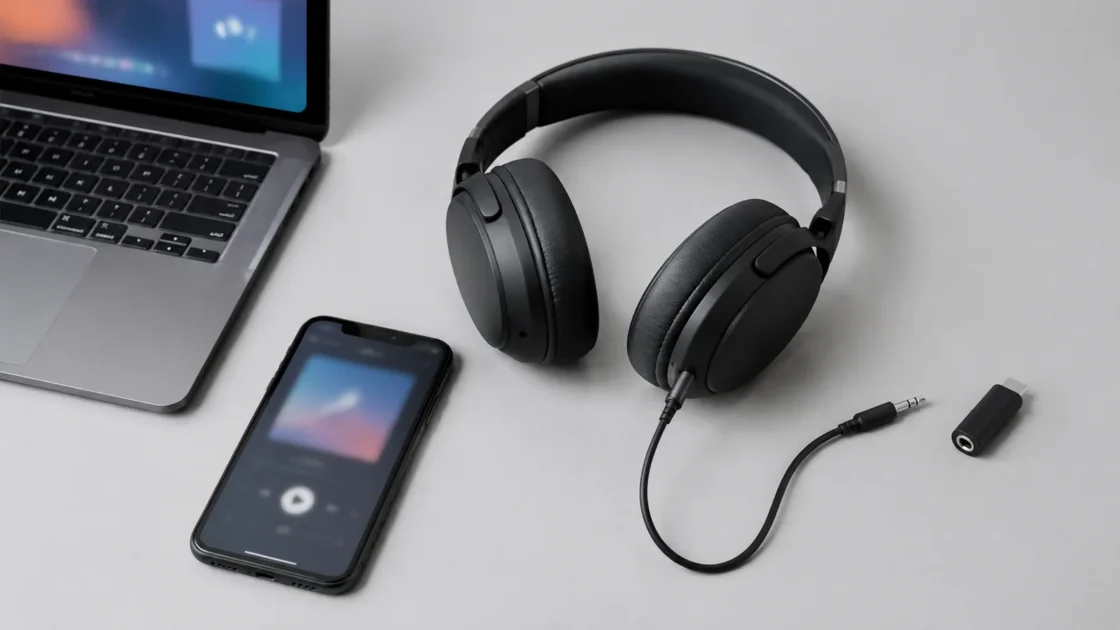 USB и Bluetooth аудиоустройства на светло-сером фоне