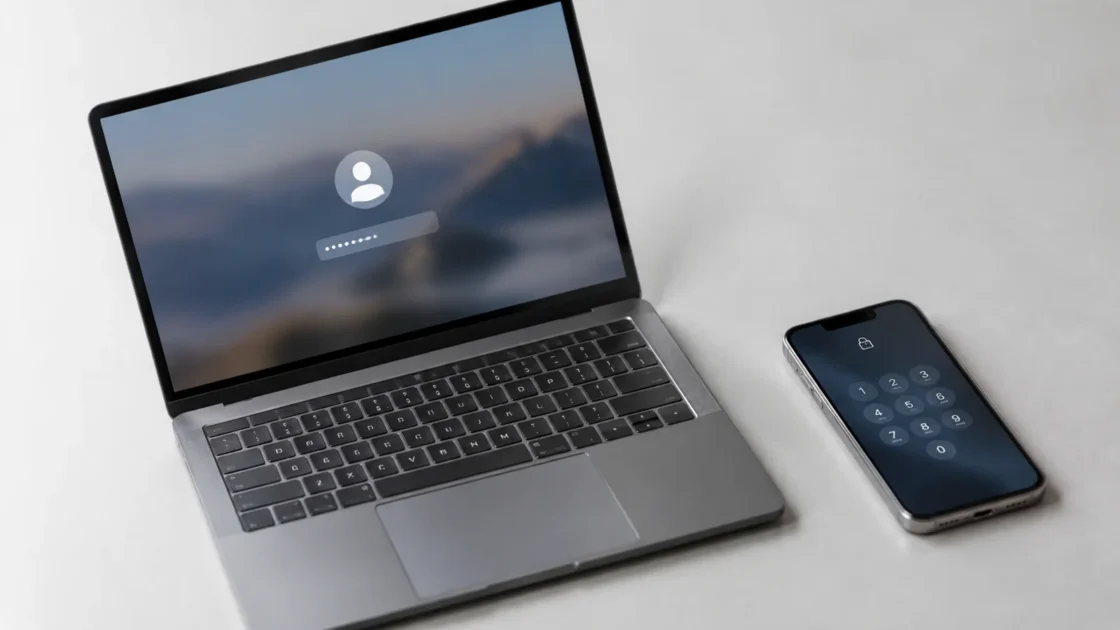 Смартфон без бренда рядом с зарядным кабелем на светло-сером фоне