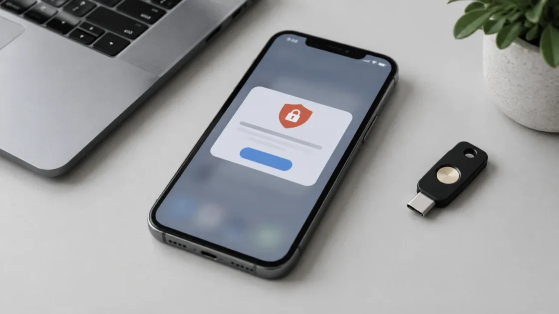 Крупный план смартфона и ноутбука на светло-сером фоне без брендов