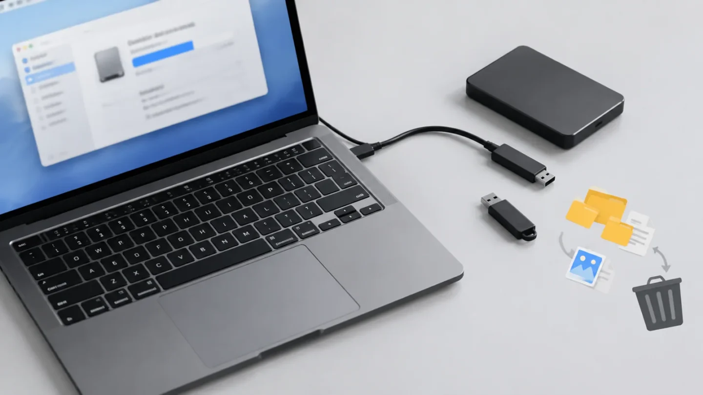 Компьютерный SSD-накопитель и внутренние компоненты на светло-сером фоне без брендов и текста