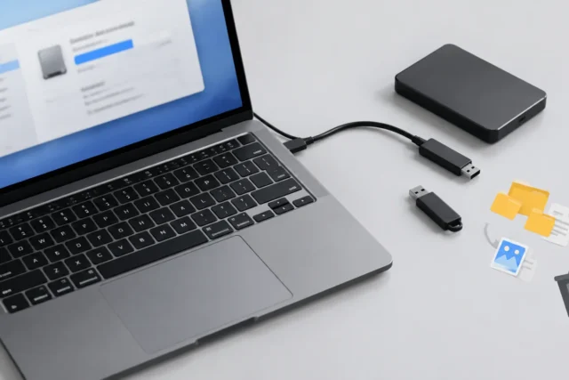 Компьютерный SSD-накопитель и внутренние компоненты на светло-сером фоне без брендов и текста